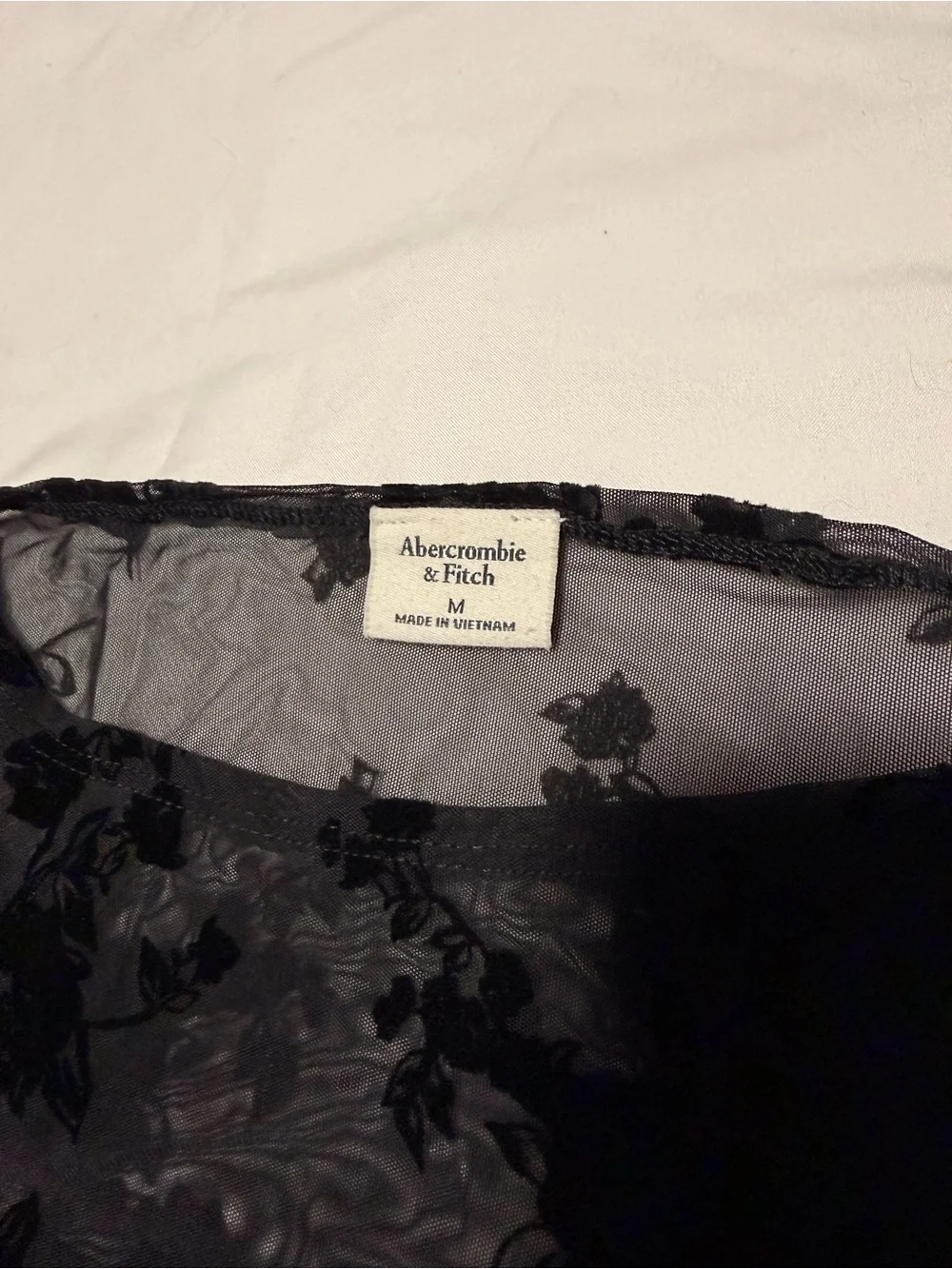 Abercrombie & Fitch Black Floral Burnout Mesh Long-Sleeve Top - Picture 2 of 3